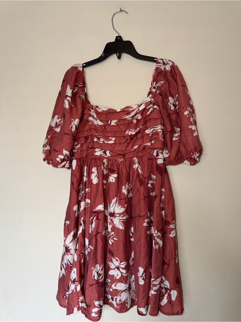 Pink Floral Puff-Sleeve Dress